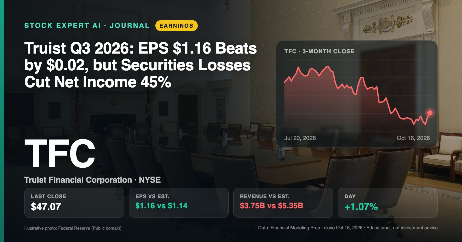 Data cover: Truist Q3 2026: EPS $1.16 Beats by $0.02, but Securities Losses Cut Net Income 45%